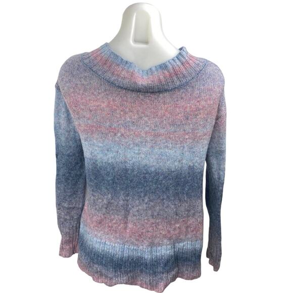 A New Approach Women's Multicolor Ombre Striped V-Neck Long Sleeve Sweater Top S - Picture 2 of 4